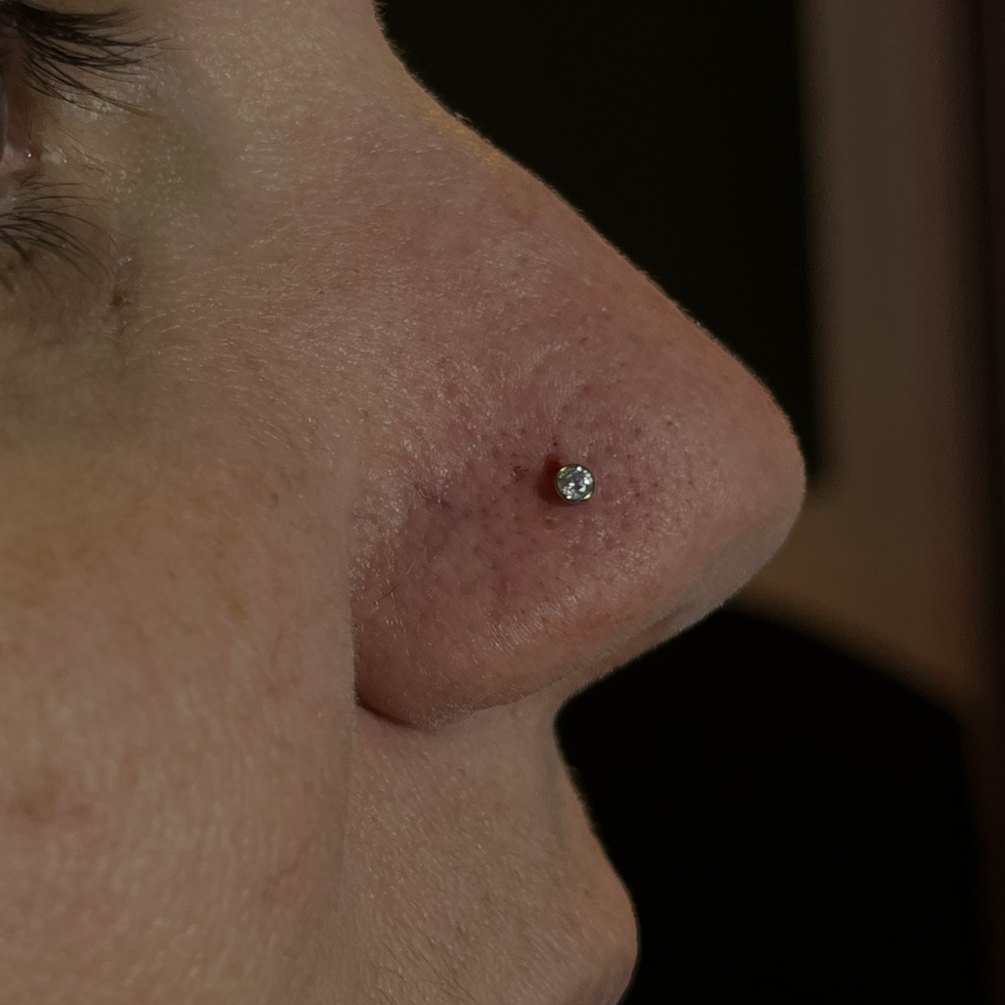 Perfuração nostril com joia de cristal